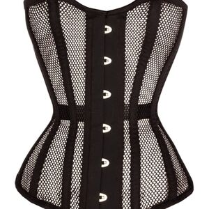 Longline Black Mesh Waist Taming Overbust Corset